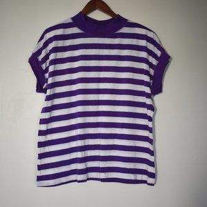 Vintage Purple and White Striped Short Sleeve Tee